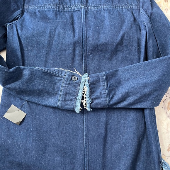 Zara Trafaluc Frayed Denim Oversized Shacket Jacket NWT XS - Picture 5 of 5